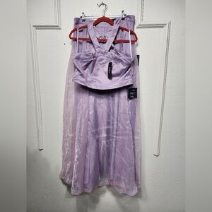 Lulus Gorgeous Entrance Lavender Two-Piece Halter Maxi Dress Wedding Party Prom